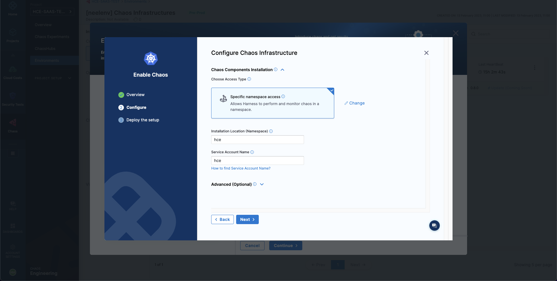 Configure Chaos Infrastructure